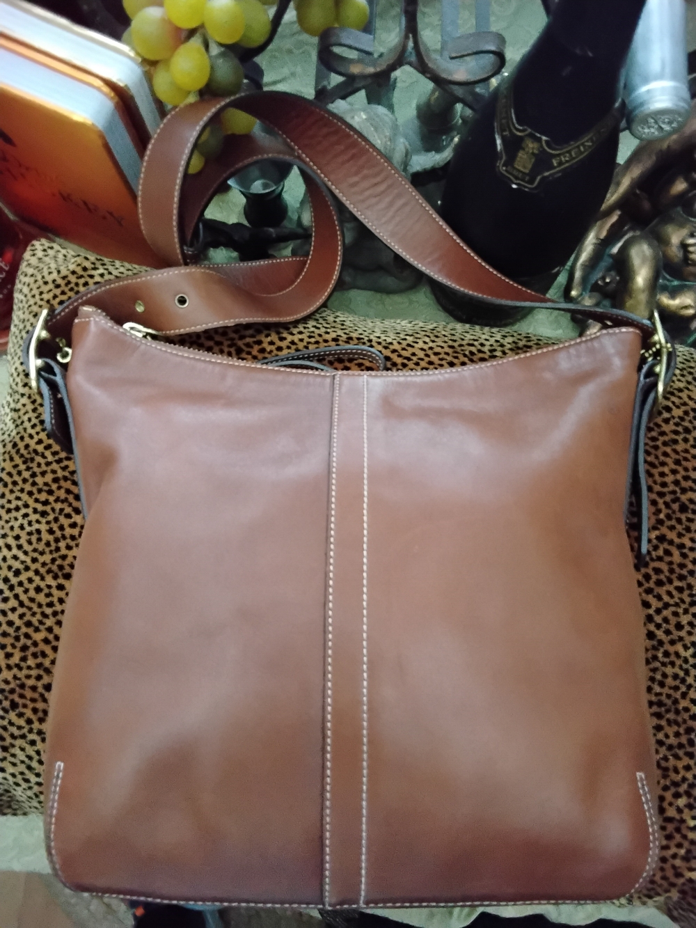 Coach Tan Leather Shoulder Bag with Wide Strap